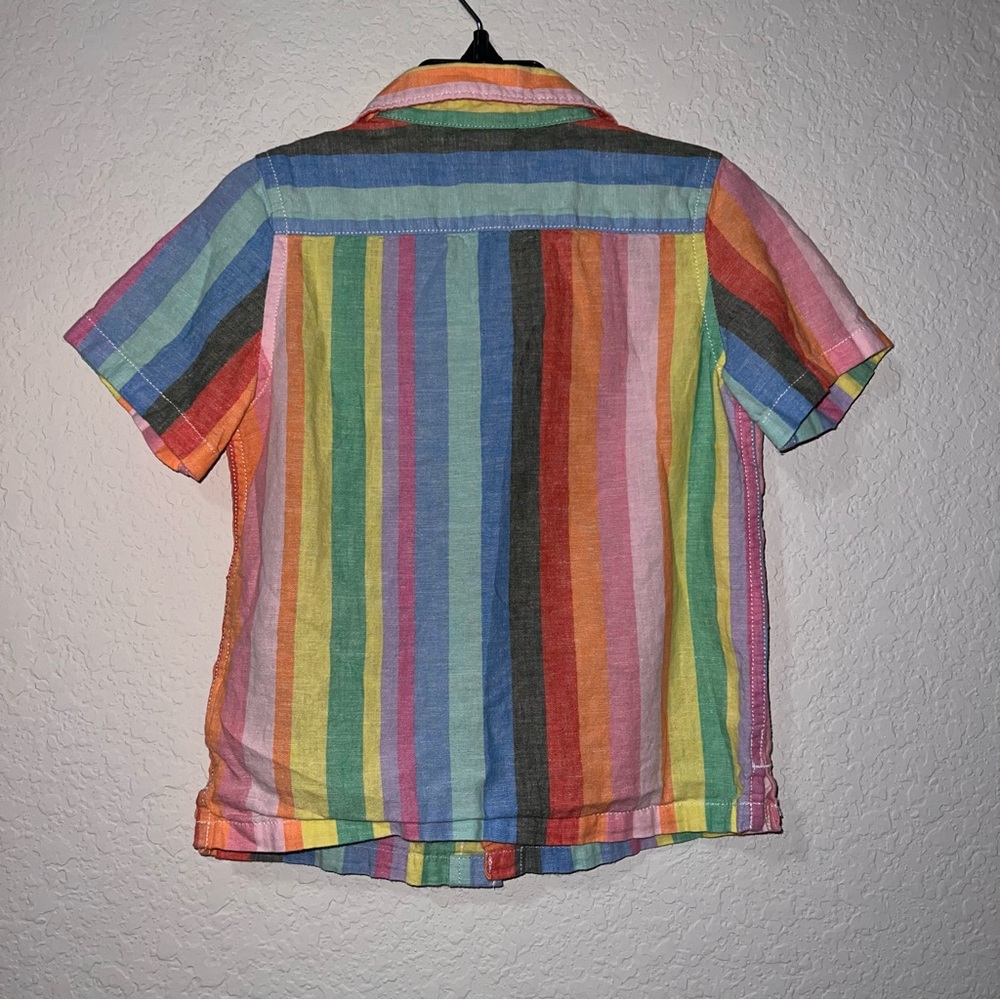 GAP Multicolor Striped Kids Button Down Linen Shirt - Picture 3 of 3